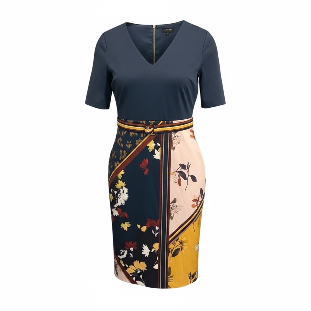 Ted Baker Madiiy Savanna Floral Bodycon Dress Size 5 US 12 Old Money